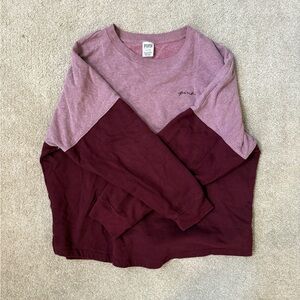 PINK Two-Tone Long Sleeve Crew